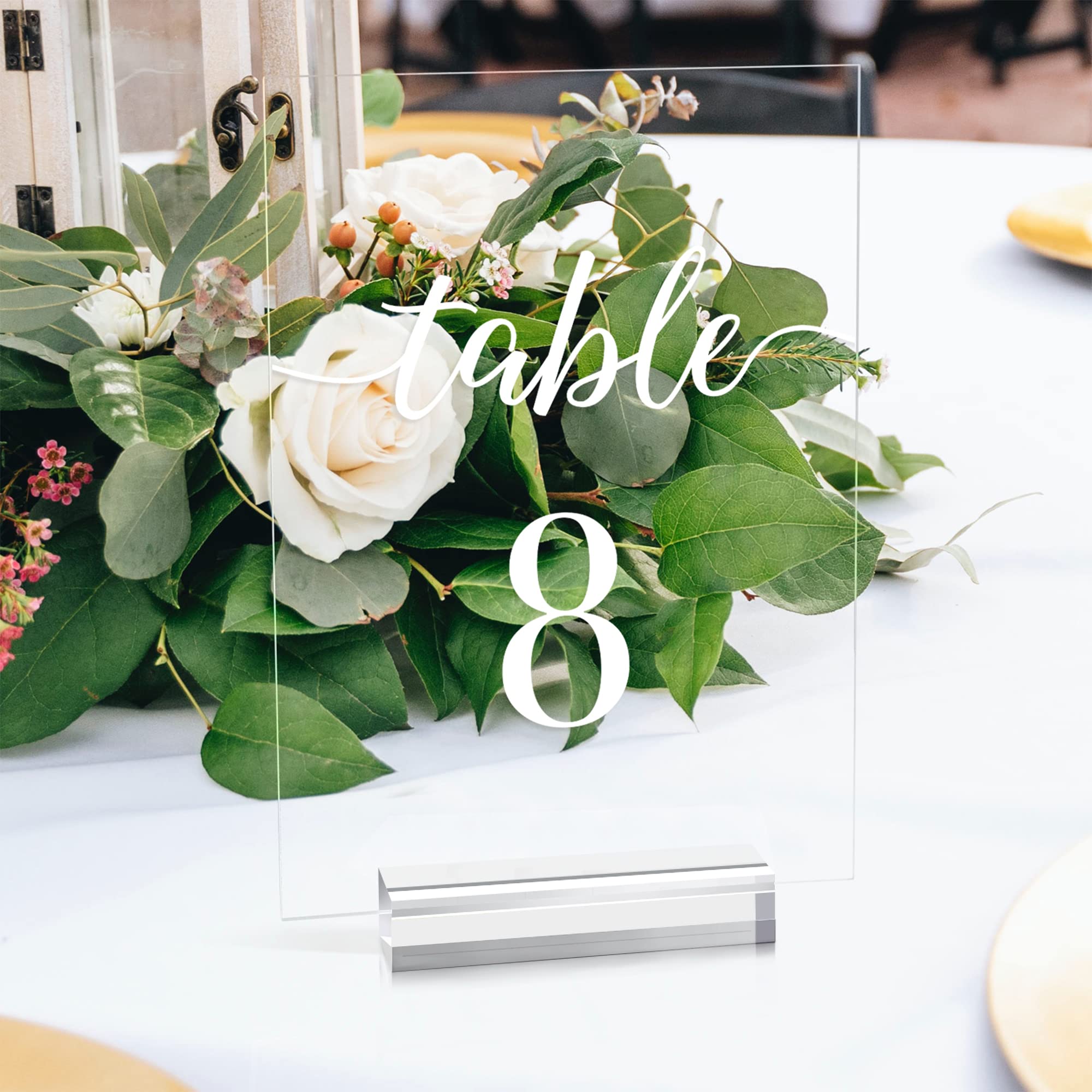 5X7 Inch Wedding Table Numbers 1-10 With Stands- Jinmury Clear Acrylic Table Numbers Printed Calligraphy Font, Acrylic Sign Wedd